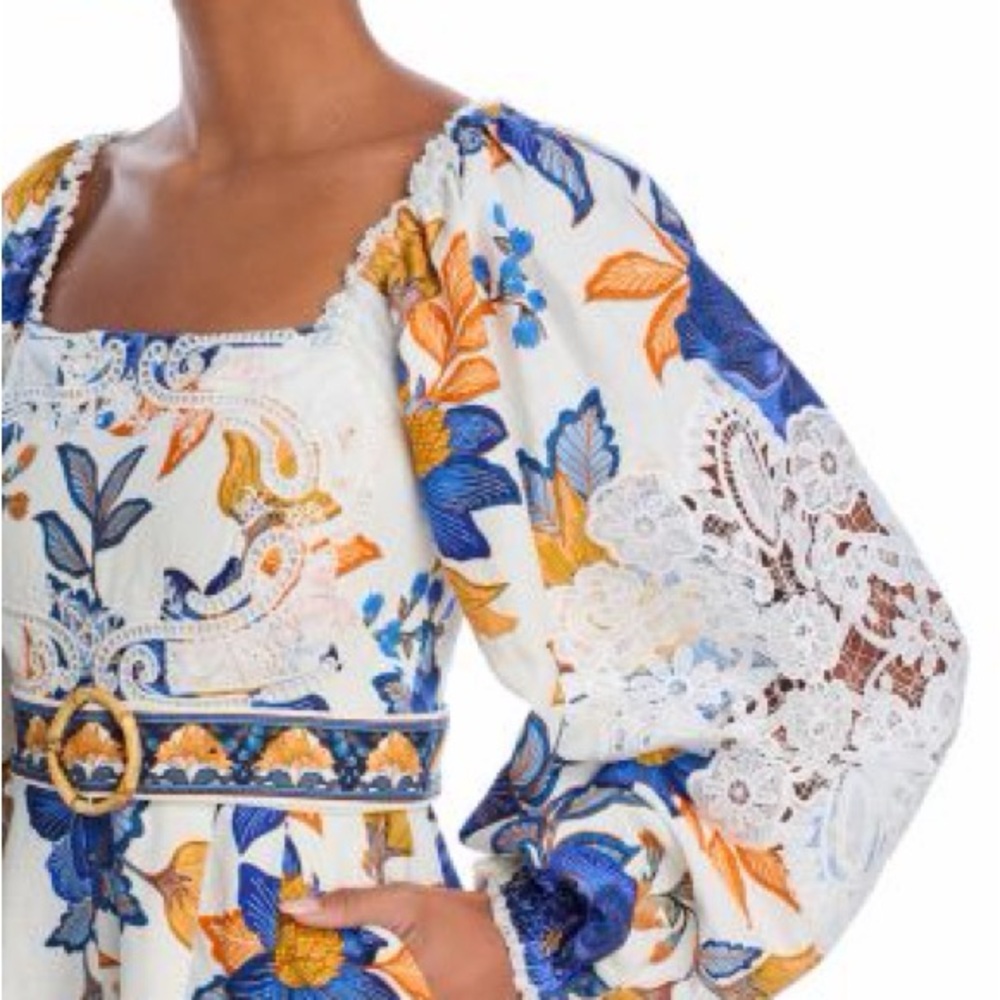 FARM Rio lace-trimmed floral playsuit XS - Picture 2 of 9